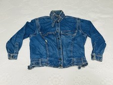 JAG Vtg 80s Grungy Punk Pop Denim Bomber Biker Jacket Coat Sz Large READ