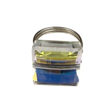 Handcrafted Silver Wire Wrapped Crystal Statement Ring Size 5.5 Unique