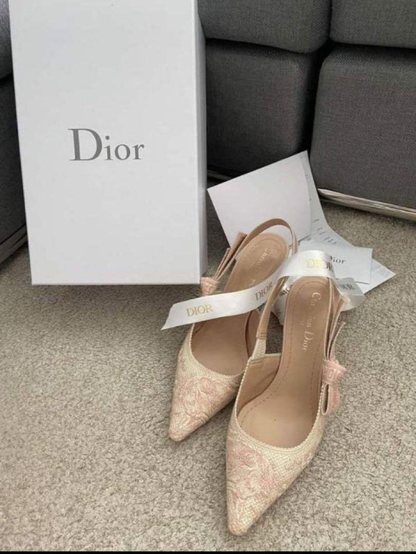 Christian Dior J'Adior Slingback Pumps Women's US 7.5 Pink Fabric