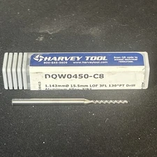 Harvey Tool DQW0450-C8  Miniature High Performance Drill   0.0450″ (1.143 mm)