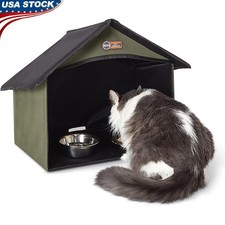Cat Dining Room Covered Feeding Station Shelter for Feral Cat Food  Water Bowls