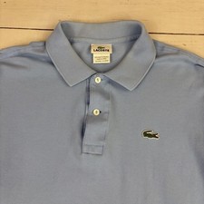 Lacoste Polo Shirt Mens XL Blue Pique Cotton Knit Croc Logo Short Sleeve Peru