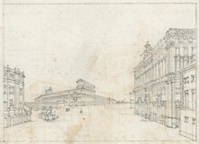 H. B. Garling - Pencil Drawing - Monte Cavallo Rome Italy - 19th Century