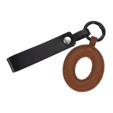 Initial Letter Keychain PU Leather Letter-O Key Chains for Women Brown