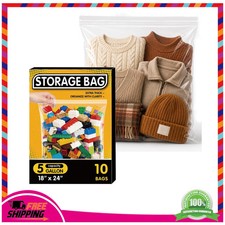 10 Pack 5 Gallon Extra Large Clear Plastic Zipper Bags