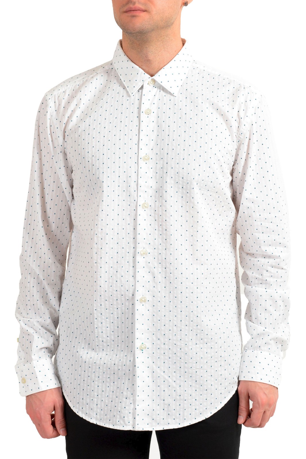 Мужская повседневная рубашка Hugo Boss Ronni_F Slim Fit с геометрическим принтом US XL IT 54