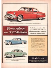 Studebaker 1955 President Commander Print Ad 10" x 14" Vintage