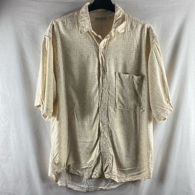 Herren Bugle Boy Kurzarm Hemd M Medium Relaxed Rayon Hawaii Geometrisch