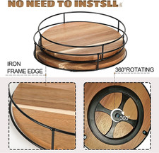 Lazy Susan Organizer - Non-Skid Wood Turntable Organizer for Cabinet, Pantry,...