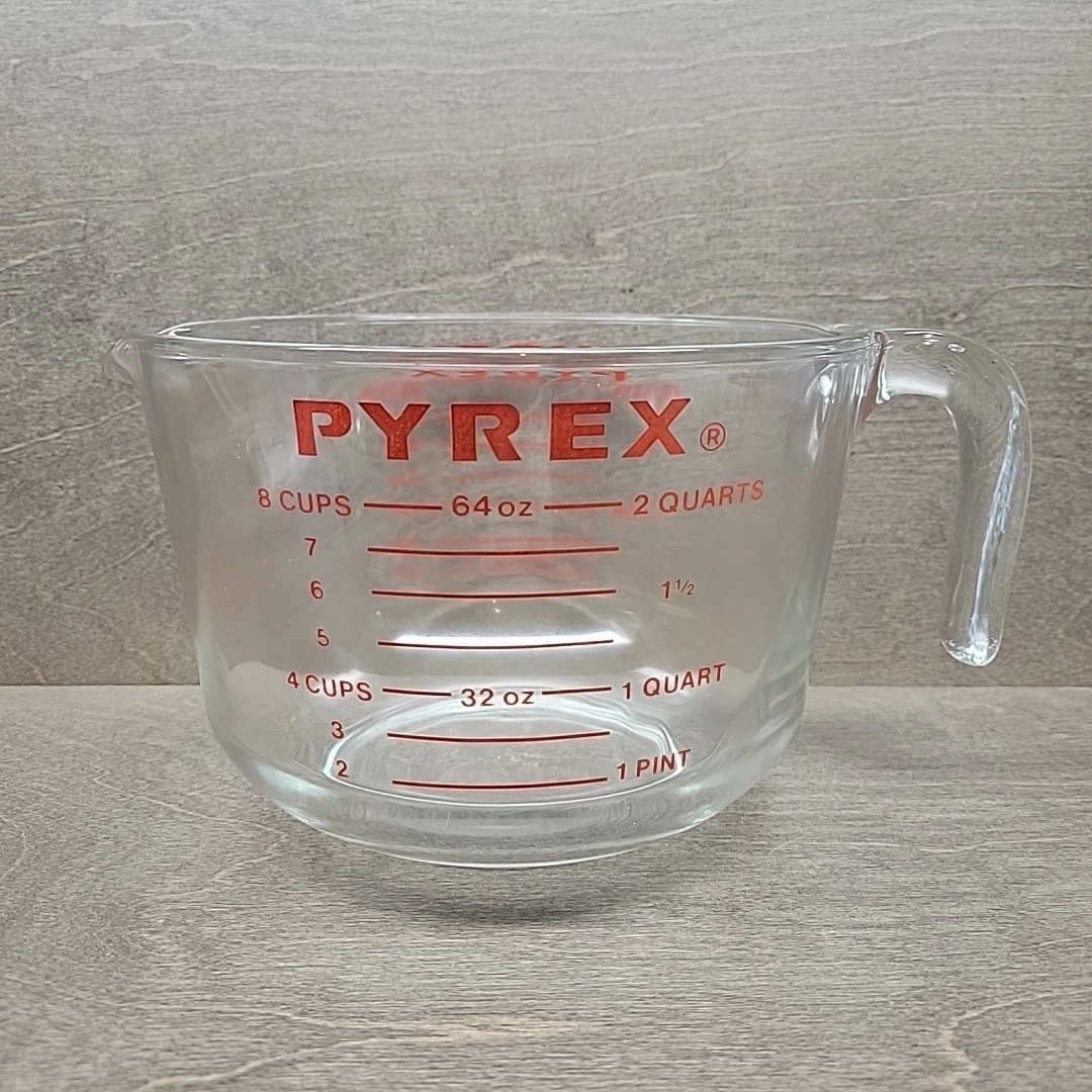 Vtg PYREX 564 Measuring 8 Cup Glass 64oz Red Lettering Large 2Qt Batter Bowl USA