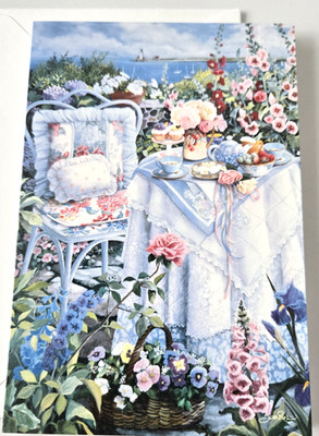 Vintage Greeting Card Blank Susan Rios Delightful Afternoon Tea Time Lighthouse
