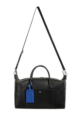Cavalli Class Unisex Black Leather Duffel Travel Bag