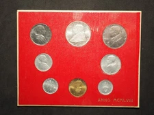 Vatican 1958 (MCMLV111) 8 COIN MINT UNCIRCULATED SET- FREE SHIP! #58