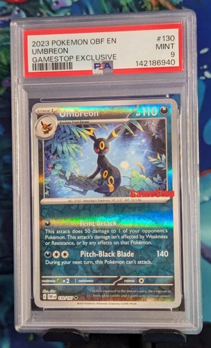 2023 Pokémon UMBREON #130 Obsidian Flames GAMESTOP EXCLUSIVE Mint PSA 9