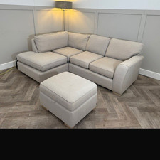 Beige Fabric Corner Sofa with Storage & Cushions Modern 230x160x90cm