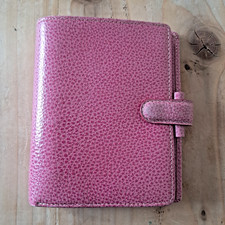 Filofax Pocket Finsbury Organiser Grained Pink Leather Planner Uni Work