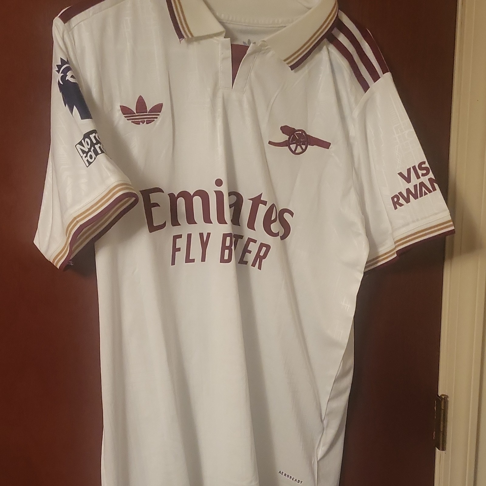 adidas Arsenal Topher 19 White Maroon Soccer Jersey Premier League