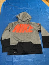 Nike Therma Boys Training Hoodie 899627-091 Carbon Black Orange Size Youth XL