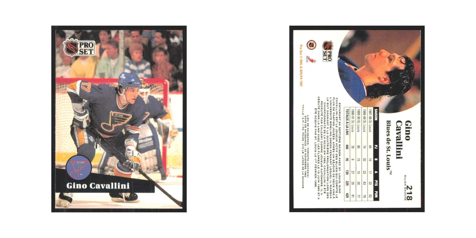 1991 Pro Set Gino Cavallini St. Louis Blues #218 - Image 3 of 3