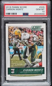 2016 Score Rookies Carson Wentz #335 PSA 10 GEM MT Rookie RC