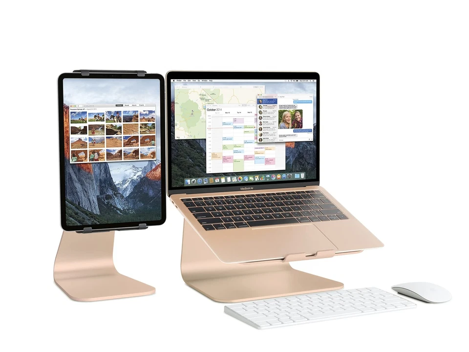 Gold Laptop Stand Ergonomic Height Adjustable Aluminum for MacBook and PCs - Image 4 of 4