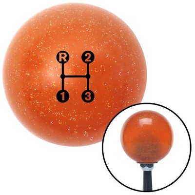 Black 3 Speed Shift Pattern - Dots 11n Orange Metal Flake Shift Knob M16x1.5
