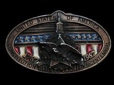 MH15114 VINTAGE 1987  UNITED STATES OF AMERICA CONSTITUTION CENTENNIAL  BUCKLE