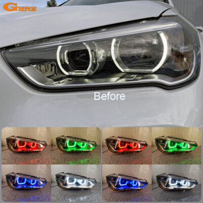 For BMW X1 F48 2015 - 2019 Multi Color DTM Style RGB Led Angel Eyes Halo Rings