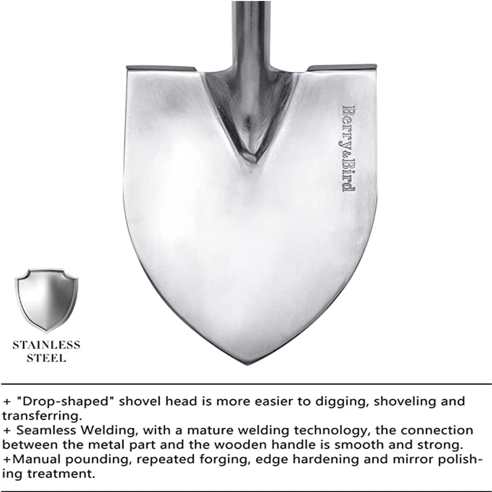 Pala de jardín de alta resistencia Berry&Bird de 40,98 pulgadas de punta redonda Foto 3 de 4