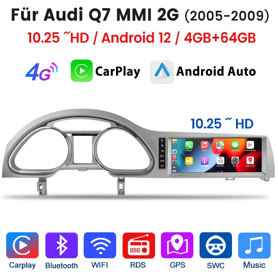 Android Radio für Audi Q7 4L MMI 2G ab 2005 Carplay Navi Bluetooth 4+64GB