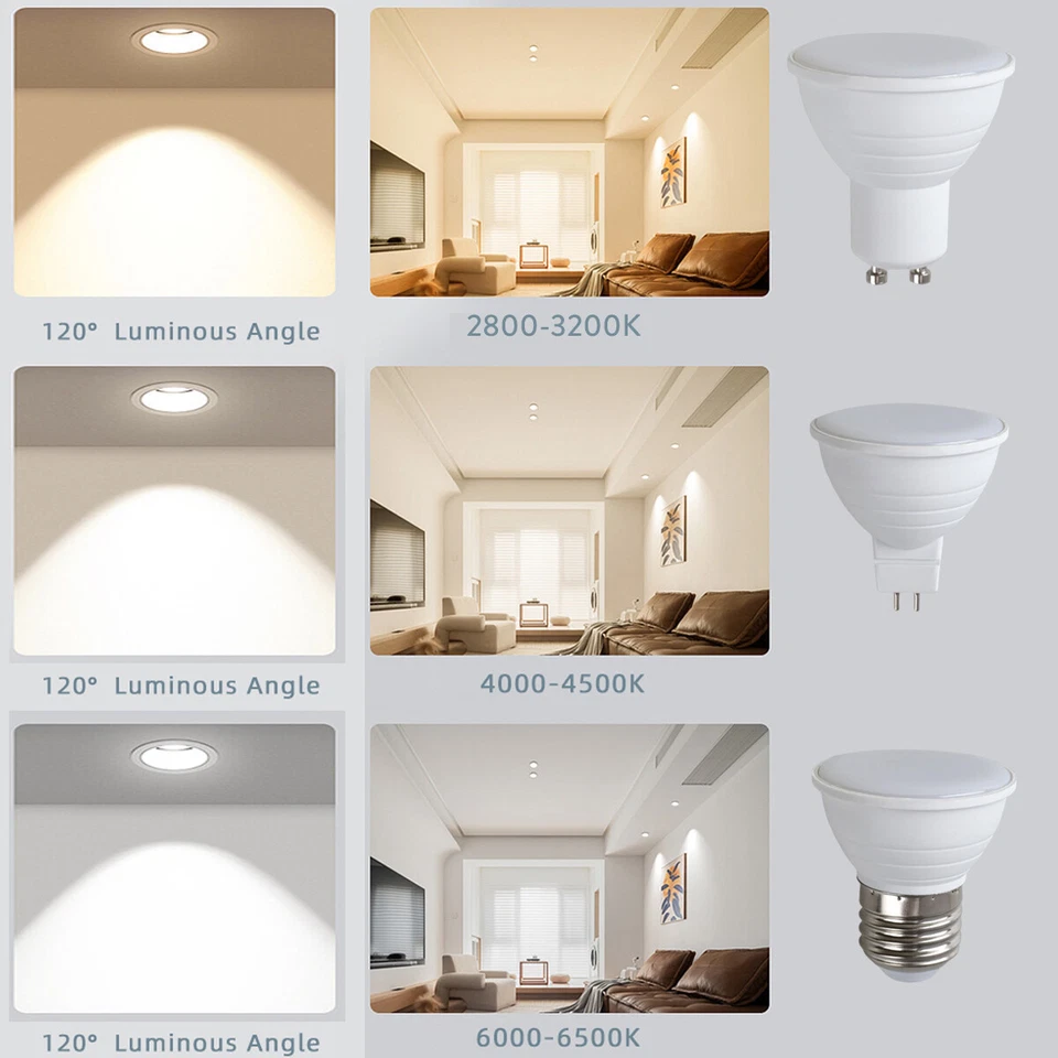 7W GU10 MR16 GU5.3 E27 B22 Dimmable 120 Degree LED Spotlight Bulbs Lamps AC 220V - Image 2 of 4