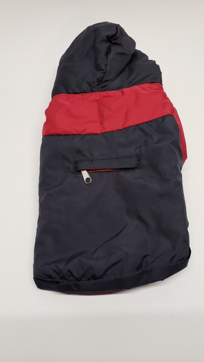 COMPANION ROAD Dog Jacket Coat Small Navy Blue and Red- Hood and