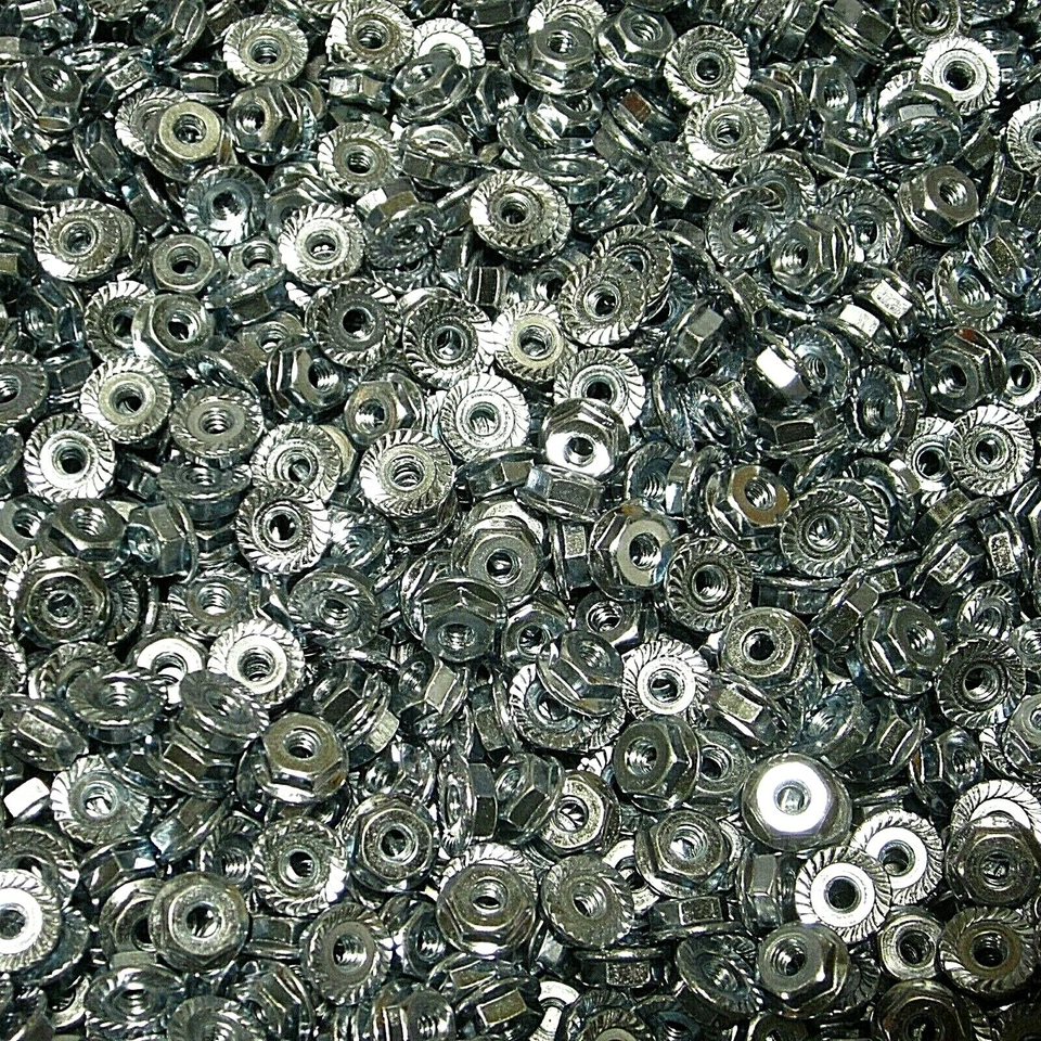 PLATONIX (1,000) #6-32 Serrated Hex Flange Nut Case Hardened Whiz Lock Nut Zinc Plated