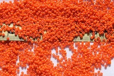 Vintage French 12/0 Glass Seed Beads Opaque Bright Orange 2 Crafts /1oz