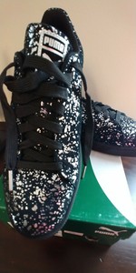 puma suede black splatter