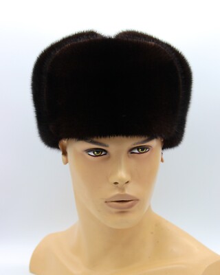 Fur Hat Men's Winter Mink Trapper Ear Flap Classic Ushanka Brown