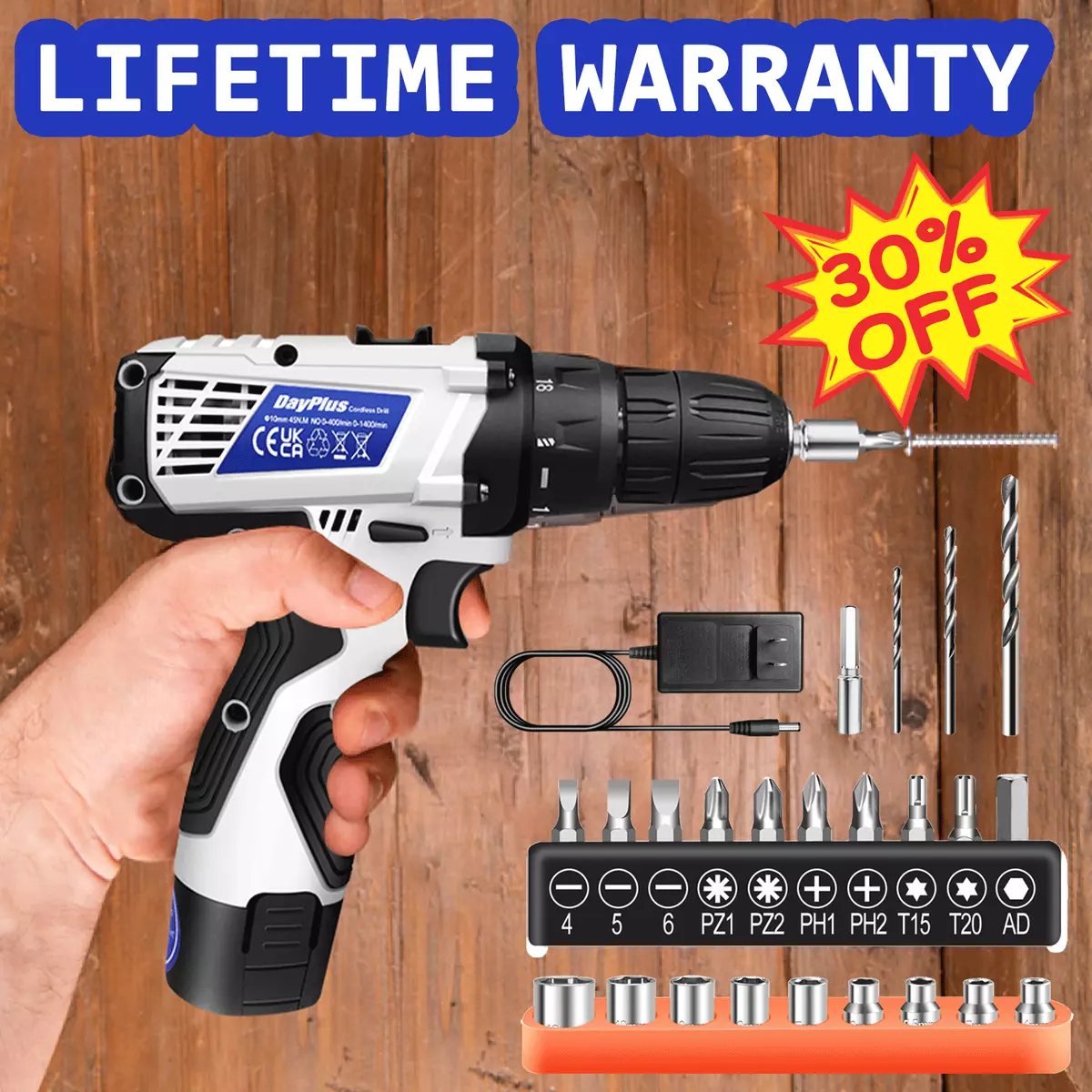 Cordless Combi Drill Electric Screwdriver 2 Speed Small Hand Drill Battery