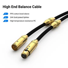 Pair OFC Copper Conductor Wire HIFI Audio Interconnect 3Pin XLR Balanced Cable
