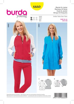 Burda Young 6660 Misses Coat and Jacket Sewing Pattern Sizes 8-18