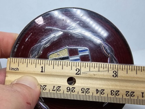 OEM Vintage Cadillac 3.75" Hubcap Center Medallion Red Original Car Part - Picture 5 of 7