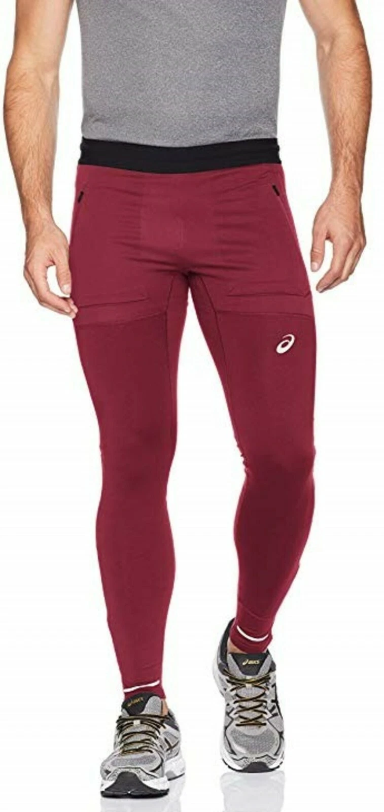 ASICS 'System Compression' Men's Running / Workout Tights Pants Burgundy S *NWT*
