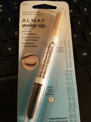 Almay Wake-Up Eyeliner and Highlighter # 010 Black Jolt & Iced Gold - Picture 2 of 5