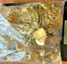 1 Pound "GOLDTONE" Jewelry - Bulk buy, Scrap lot, craft- #SF827T