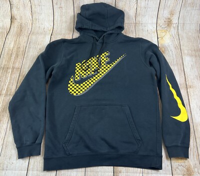 black nike hoodie with yellow logo