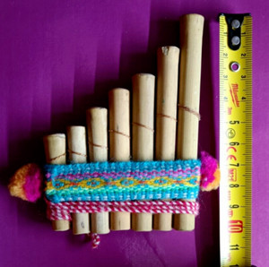 PAN FLUTE, ORIGINAL ANDEAN DOUBLE BAMBOO CANE CM 10