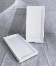 14"L White Melamine Modern Rectangular Serving Plates or Dish Platters Set of 6