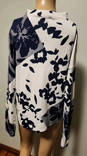 Suéter Pullover Monari Algodón Orgánico Azul Marino Estampado Floral Talla IT 42/M NUEVO CON ETIQUETAS - Imagen 5 de 11