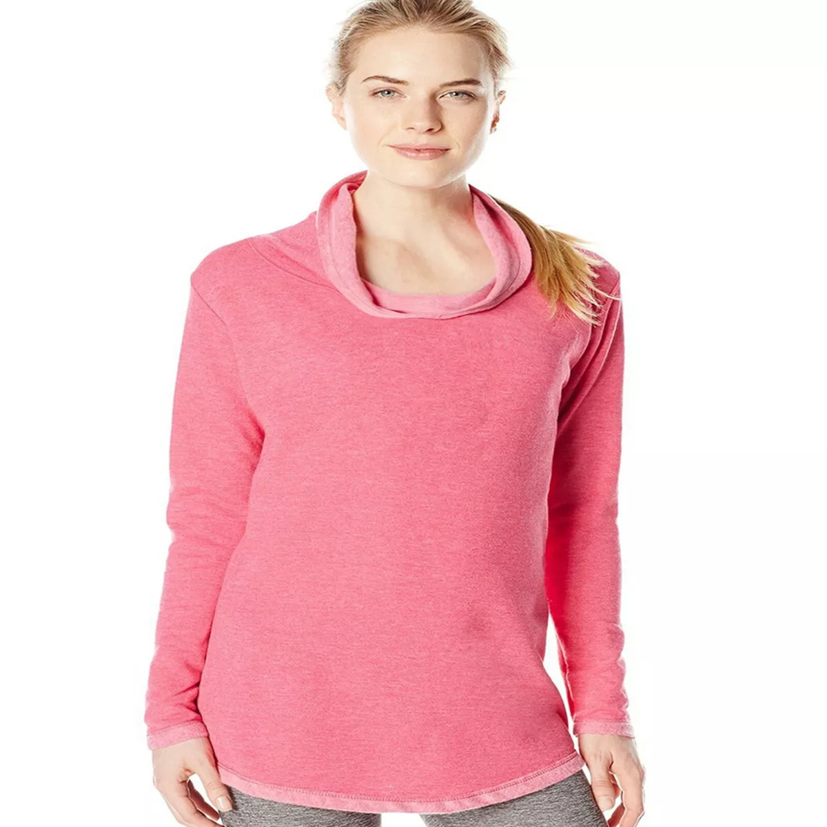 Tunic sweatshirt USA womens funnel neck cowl Pink