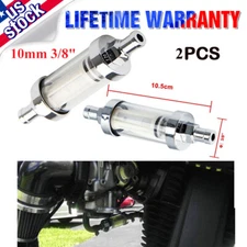2X Universal Clear Glass Fuel Filter 3/8" 10mm Gas Petrol Screen Motorcycle Auto