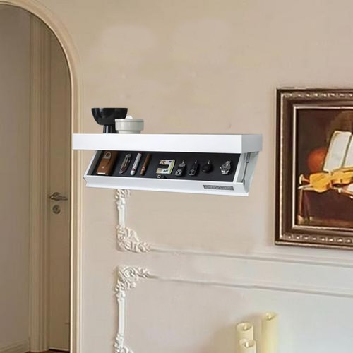 Wood Floating Shelf with Hidden Storage Compartment Concealed Wall-Mounted Shelf - Picture 10 of 15